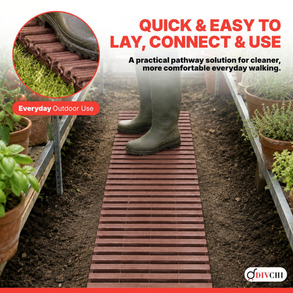 DIVCHI 1.39m Roll Out Garden Path, Durable Pathway & Grass Protection Mat | Outdoor Walkway for Lawns & Patios, Interlocking Plastic Paving Slabs