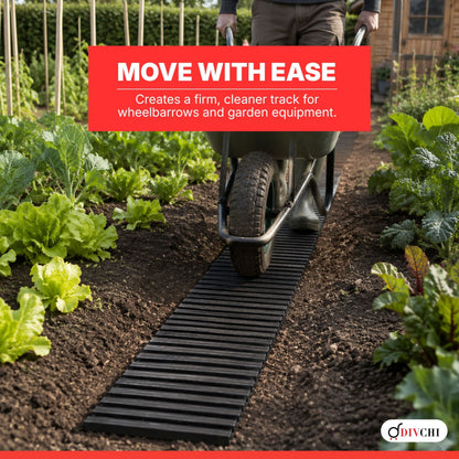 DIVCHI 1.39m Roll Out Garden Path, Durable Pathway & Grass Protection Mat | Outdoor Walkway for Lawns & Patios, Interlocking Plastic Paving Slabs