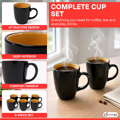 DIVCHI Coffee Mugs Set of 6 Ceramic Tea Hot Chocolate Cups