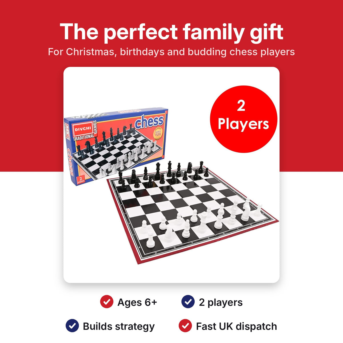 DIVCHI chess set, a family gift for 2 players aged 6 and up