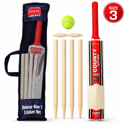 DIVCHI Size 3 cricket set with bat, stumps, ball and carry bag