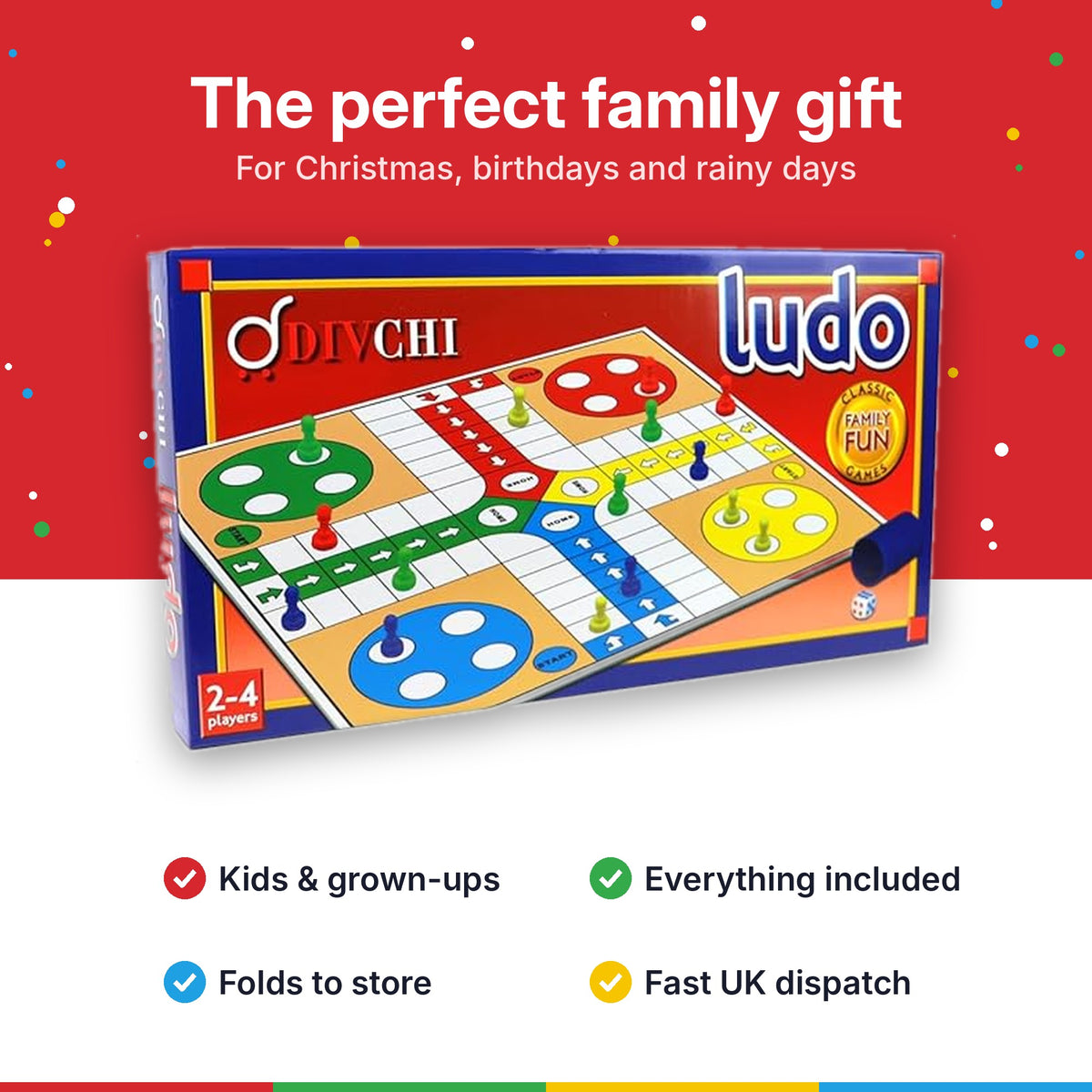 DIVCHI Ludo board game, the perfect family gift for Christmas and birthdays