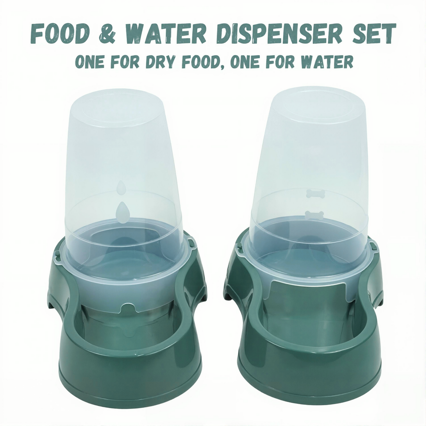 DIVCHI Pet Food & Water Dispenser – Pet Feeder, Food & Water Station for Cats & Small Dogs, Transparent Plastic, Portable – Food & Hydration Solution