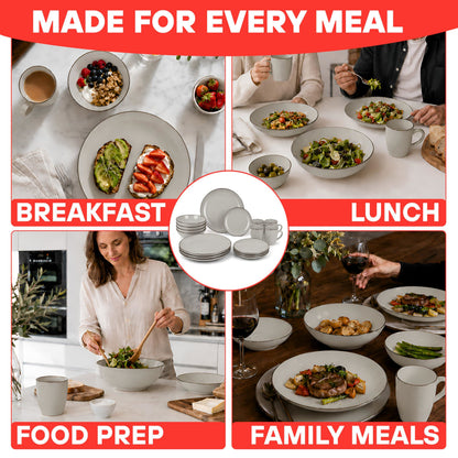 DIVCHI 16-Piece Dinner Set for 4, Ceramic Kitchen Tableware