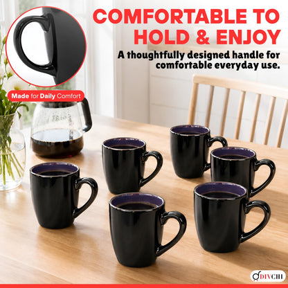 DIVCHI Coffee Mugs Set of 6 Ceramic Tea Hot Chocolate Cups