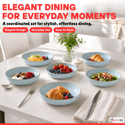 DIVCHI Bowls Set of 6, Ceramic Serving Bowl