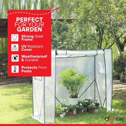 DIVCHI Walk-In Garden Greenhouse Tomato Greenhouse Tent With Roll-Up Zippered Door UV Resistant PE Cover, Durable Rust-Proof Steel Frame Plants Shed for Garden & Backyard (White)