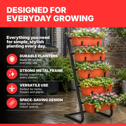 DIVCHI 5 Tier Raised Garden Bed Outdoor Plant Stand 5 Planters