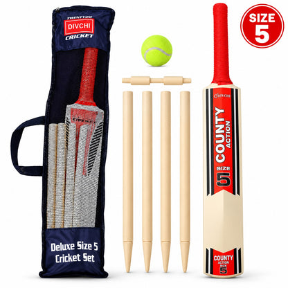 DIVCHI Size 5 cricket set with bat, stumps, ball and carry bag
