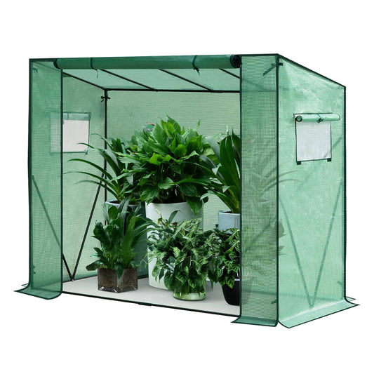 DIVCHI Walk-In Garden Greenhouse Tomato Greenhouse Tent With Roll-Up Zippered Door UV Resistant PE Cover, Durable Rust-Proof Steel Frame Plants Shed for Garden & Backyard (Green)