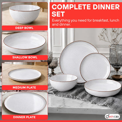 DIVCHI 16-Piece Dinner Set for 4 Ceramic Dinnerware Set