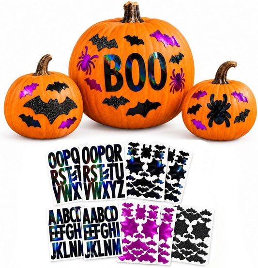 DIVCHI Halloween Pumpkin Decorating Sticker Kit – 9 sheets