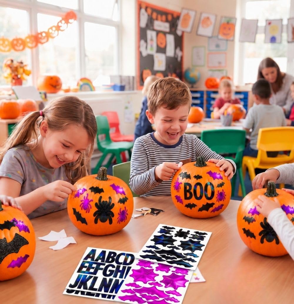 Holographic Halloween letter and glitter sticker sheets