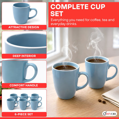DIVCHI Coffee Mugs Set of 6 Ceramic Tea Hot Chocolate Cups