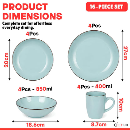 DIVCHI 16-Piece Dinner Set for 4, Ceramic Kitchen Tableware