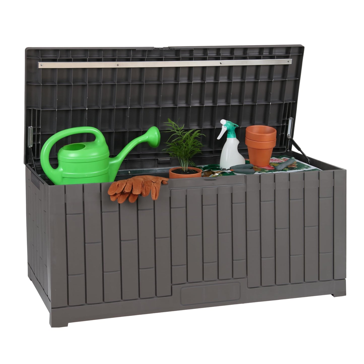 DIVCHI Outdoor Storage Box Waterproof Deck Box for Garden Tools Patio Cushions and Pool Accessories Lockable Easy Assembly Versatile Bench or Table (80 Gallon)
