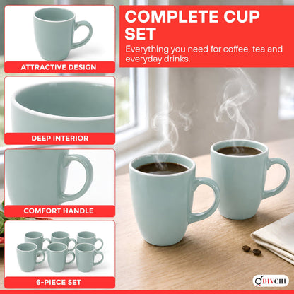 DIVCHI Coffee Mugs Set of 6 Ceramic Tea Hot Chocolate Cups