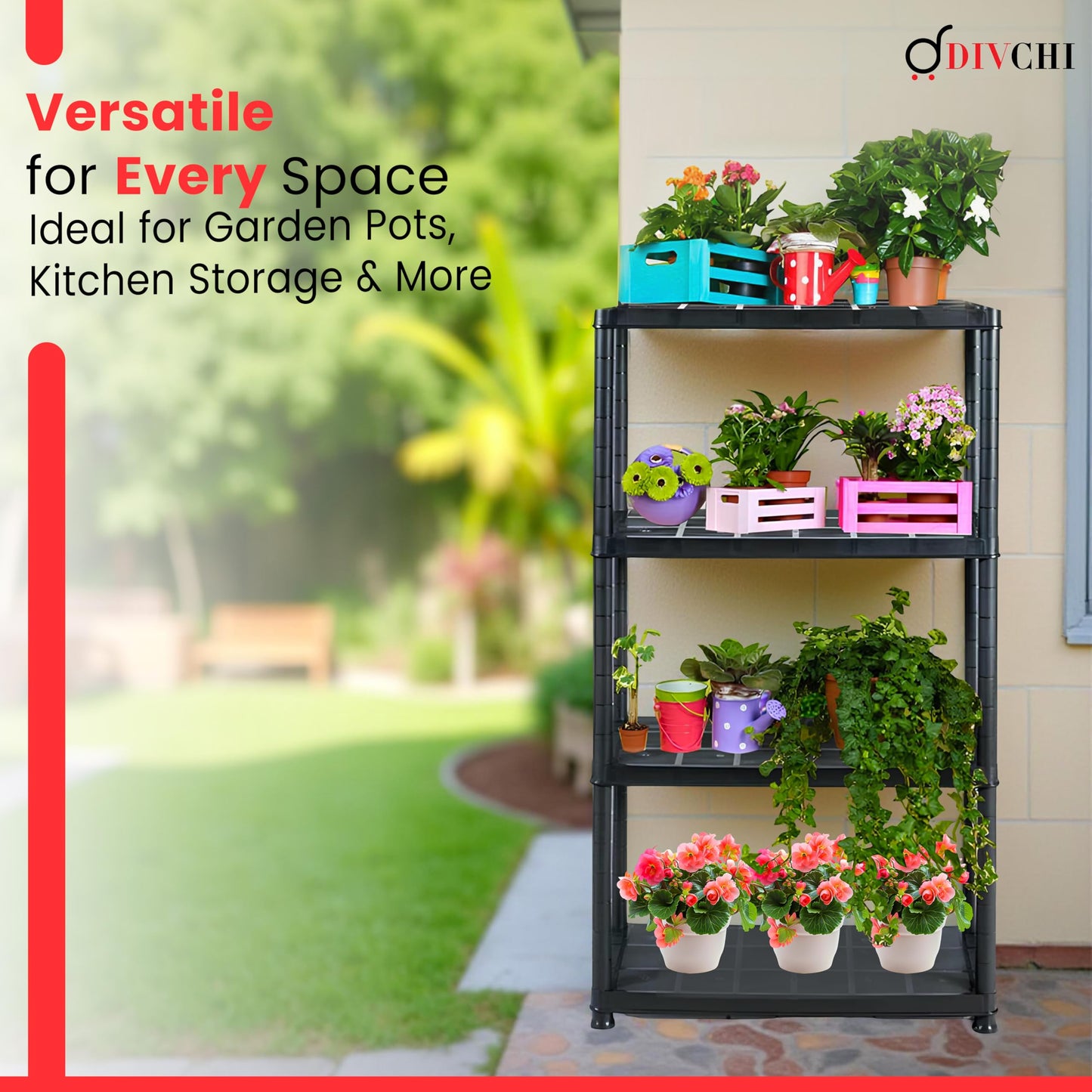 DIVCHI 3/4/5 Tier Heavy Duty Storage Shelving Unit – Black Metal Shelf Rack for Home, Garage, Office & Utility Room