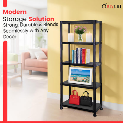 DIVCHI 3/4/5 Tier Heavy Duty Storage Shelving Unit – Black Metal Shelf Rack for Home, Garage, Office & Utility Room