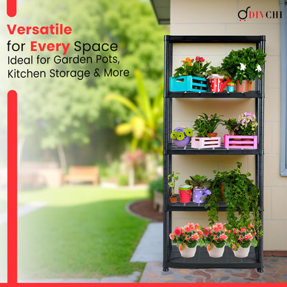 DIVCHI 3/4/5 Tier Heavy Duty Storage Shelving Unit – Black Metal Shelf Rack for Home, Garage, Office & Utility Room