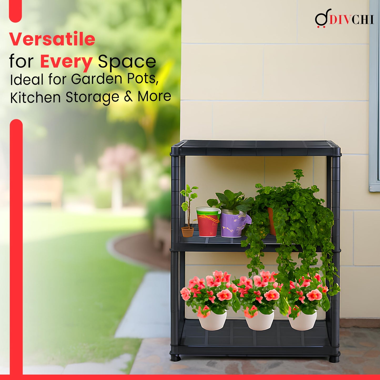 DIVCHI 3/4/5 Tier Heavy Duty Storage Shelving Unit – Black Metal Shelf Rack for Home, Garage, Office & Utility Room