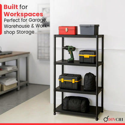 DIVCHI 3/4/5 Tier Heavy Duty Storage Shelving Unit – Black Metal Shelf Rack for Home, Garage, Office & Utility Room