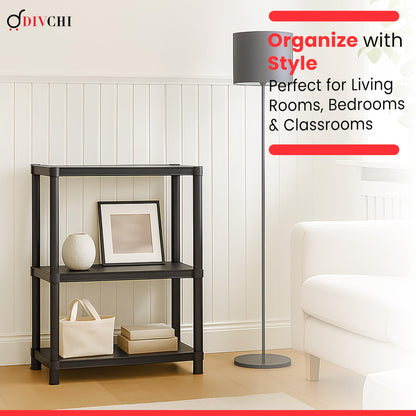 DIVCHI 3/4/5 Tier Heavy Duty Storage Shelving Unit – Black Metal Shelf Rack for Home, Garage, Office & Utility Room