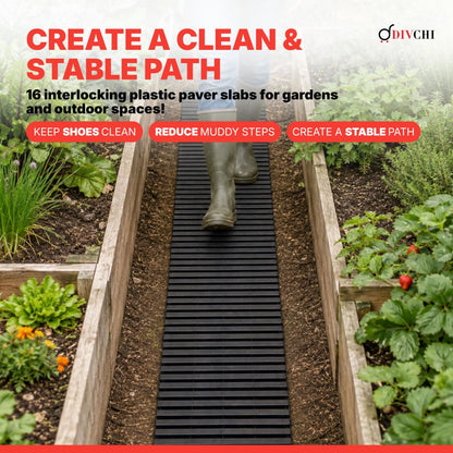 DIVCHI 1.39m Roll Out Garden Path, Durable Pathway & Grass Protection Mat | Outdoor Walkway for Lawns & Patios, Interlocking Plastic Paving Slabs