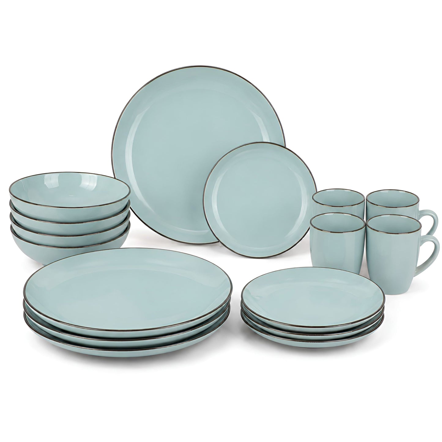 DIVCHI 16-Piece Dinner Set for 4, Ceramic Kitchen Tableware