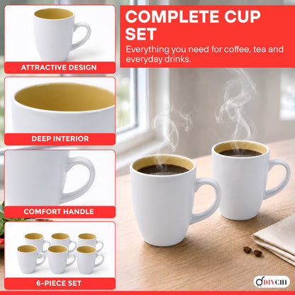 DIVCHI Coffee Mugs Set of 6 Ceramic Tea Hot Chocolate Cups
