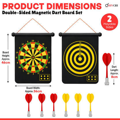 DIVCHI magnetic dart board dimensions 46 x 36 cm with 8 cm darts