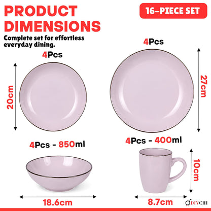 DIVCHI 16-Piece Dinner Set for 4, Ceramic Kitchen Tableware