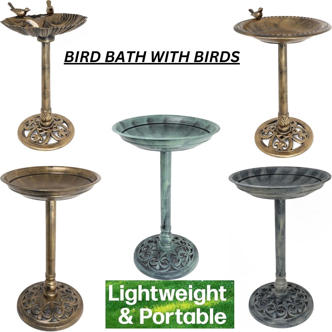 Bird Bath for Garden – DIVCHI Freestanding Outdoor Pedestal Bowl with 5 Design Variants - DIVCHI