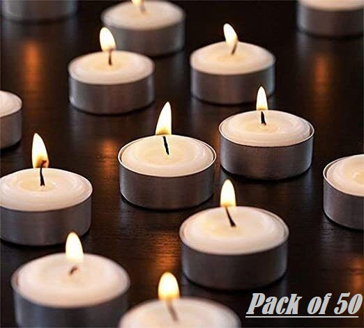DIVCHI Tea Light Candles - White Unscented Wax 8 Hours Burn Time Ideal for Wedding Birthday Party Home Decoration Wax Burners