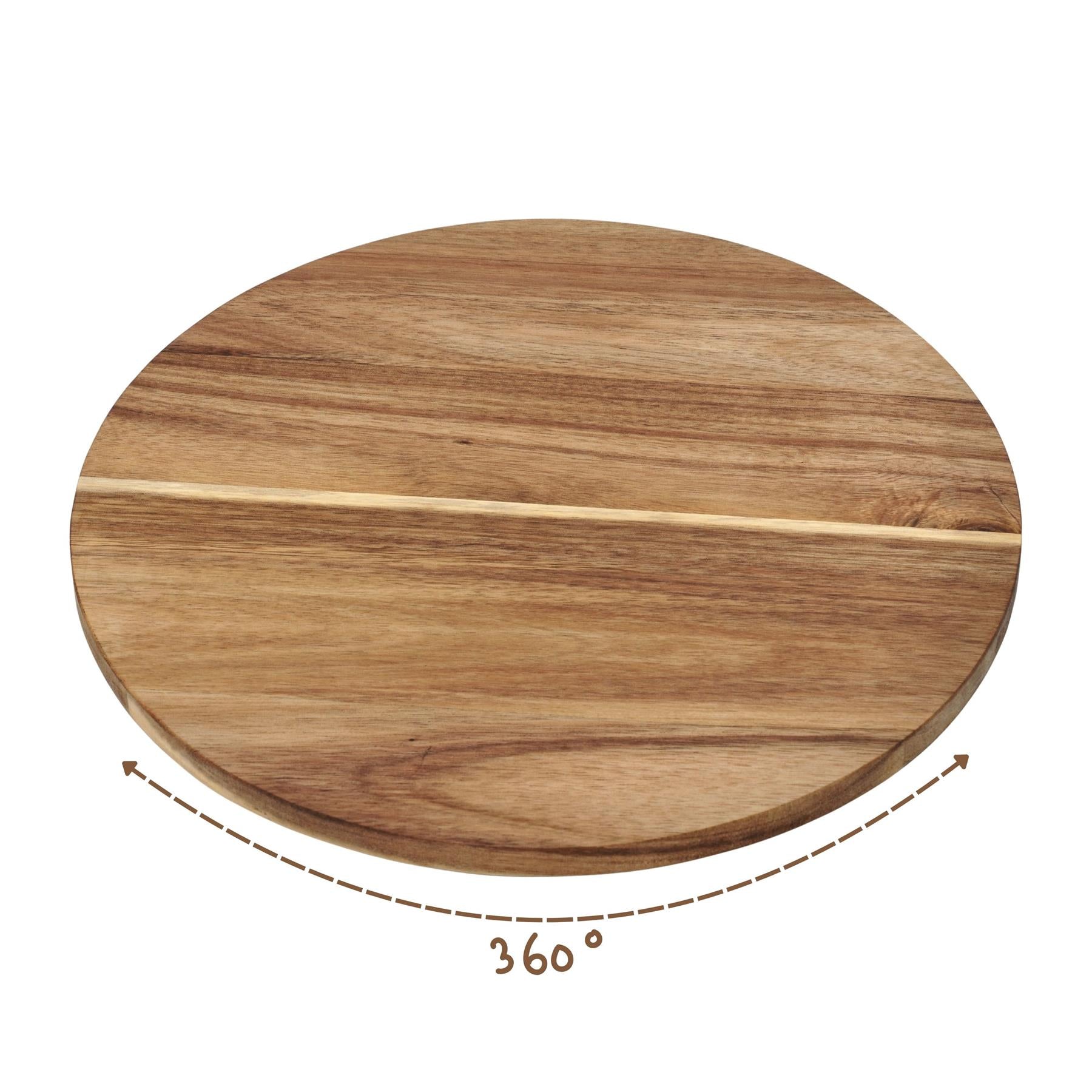 DIVCHI acacia Lazy Susan with smooth 360-degree rotation feature for easy serving.
