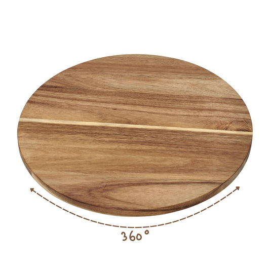 DIVCHI acacia Lazy Susan with smooth 360-degree rotation feature for easy serving.