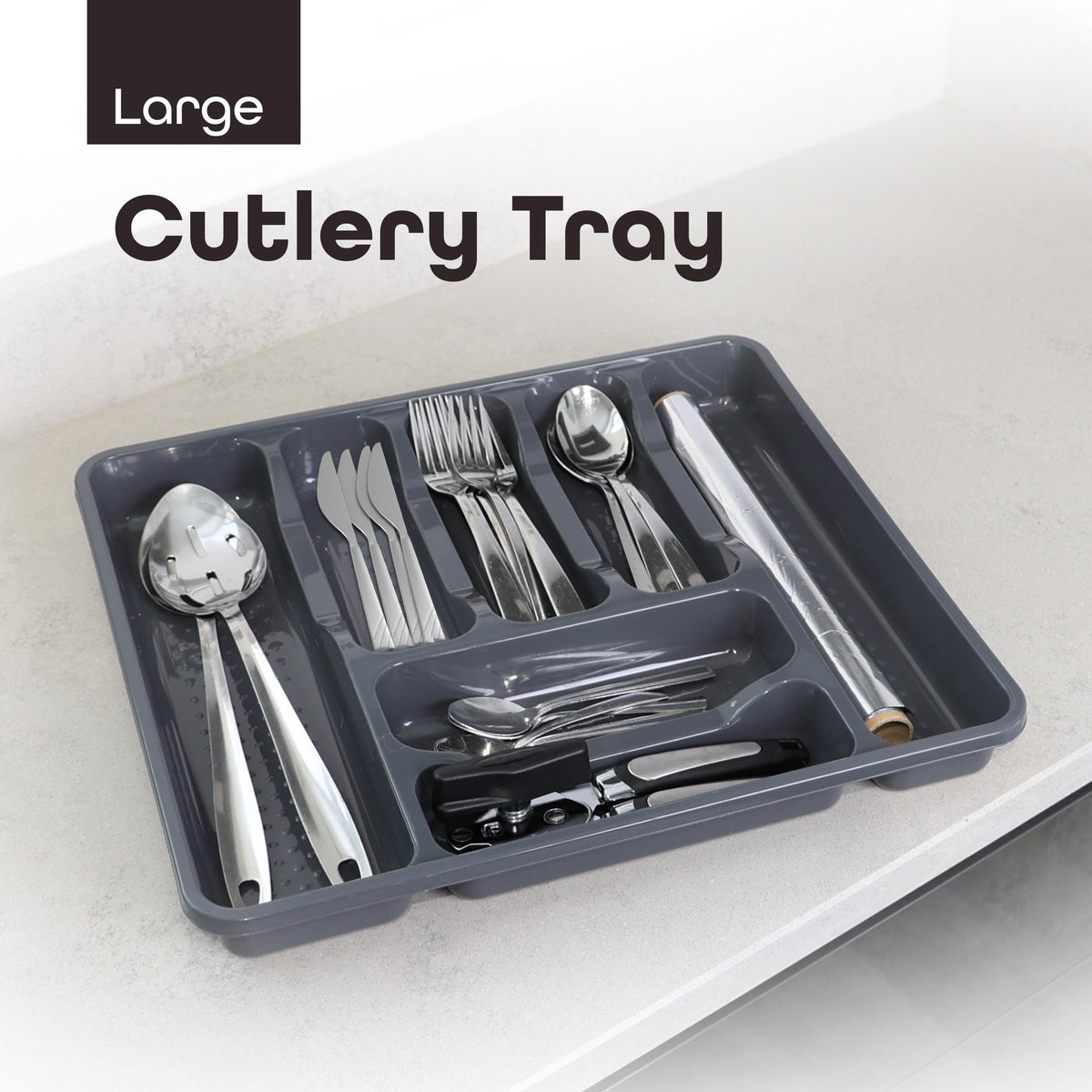 7 Compartment Plastic Cutlery Trays Perfect Kitchen Draw Organiser - DIVCHI