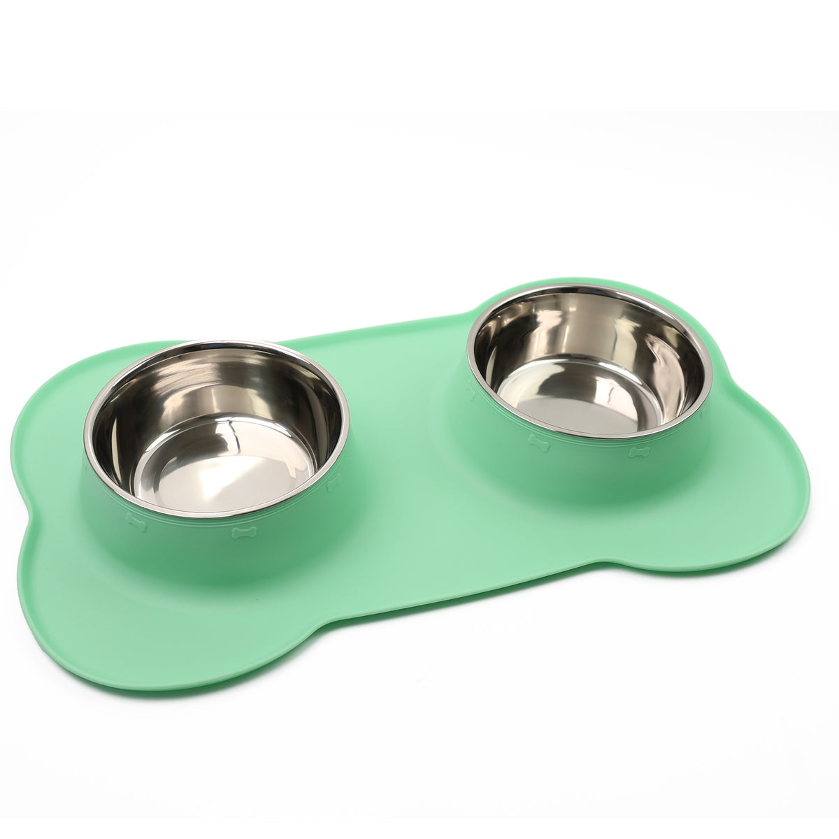 Pets Bowl Food And Drink Double Bowls Set With Silicone Mat Tray For Pets - DIVCHI