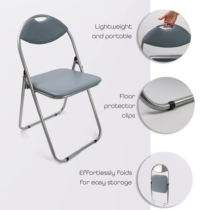 Lightweight and portable folding chair with floor protector clips on a white background