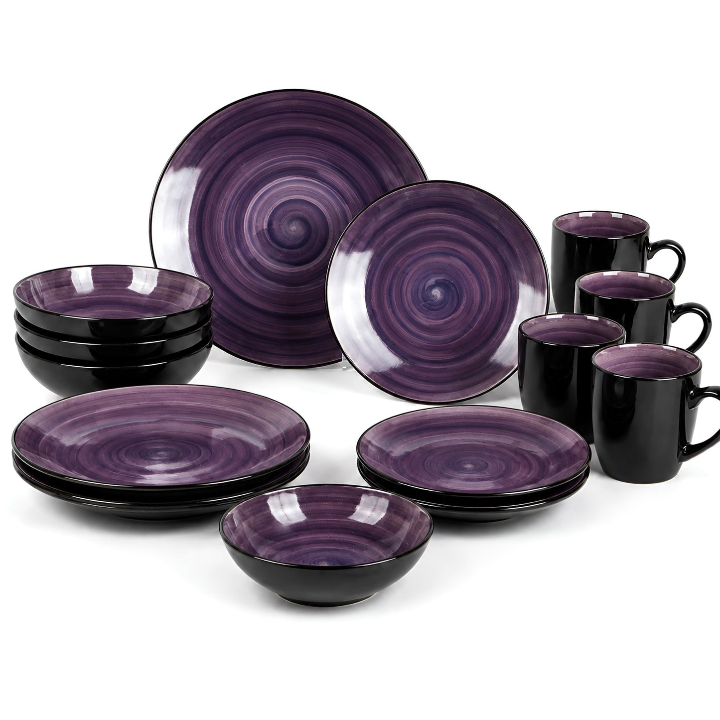 DIVCHI 16 Piece Ceramic Dinnerware Set - Purple - Image 8