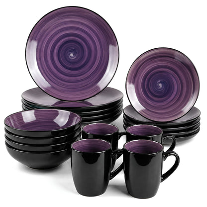 DIVCHI 16 Piece Ceramic Dinnerware Set - Purple
