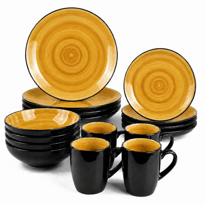 DIVCHI 16 Piece Ceramic Dinnerware Set - Yellow