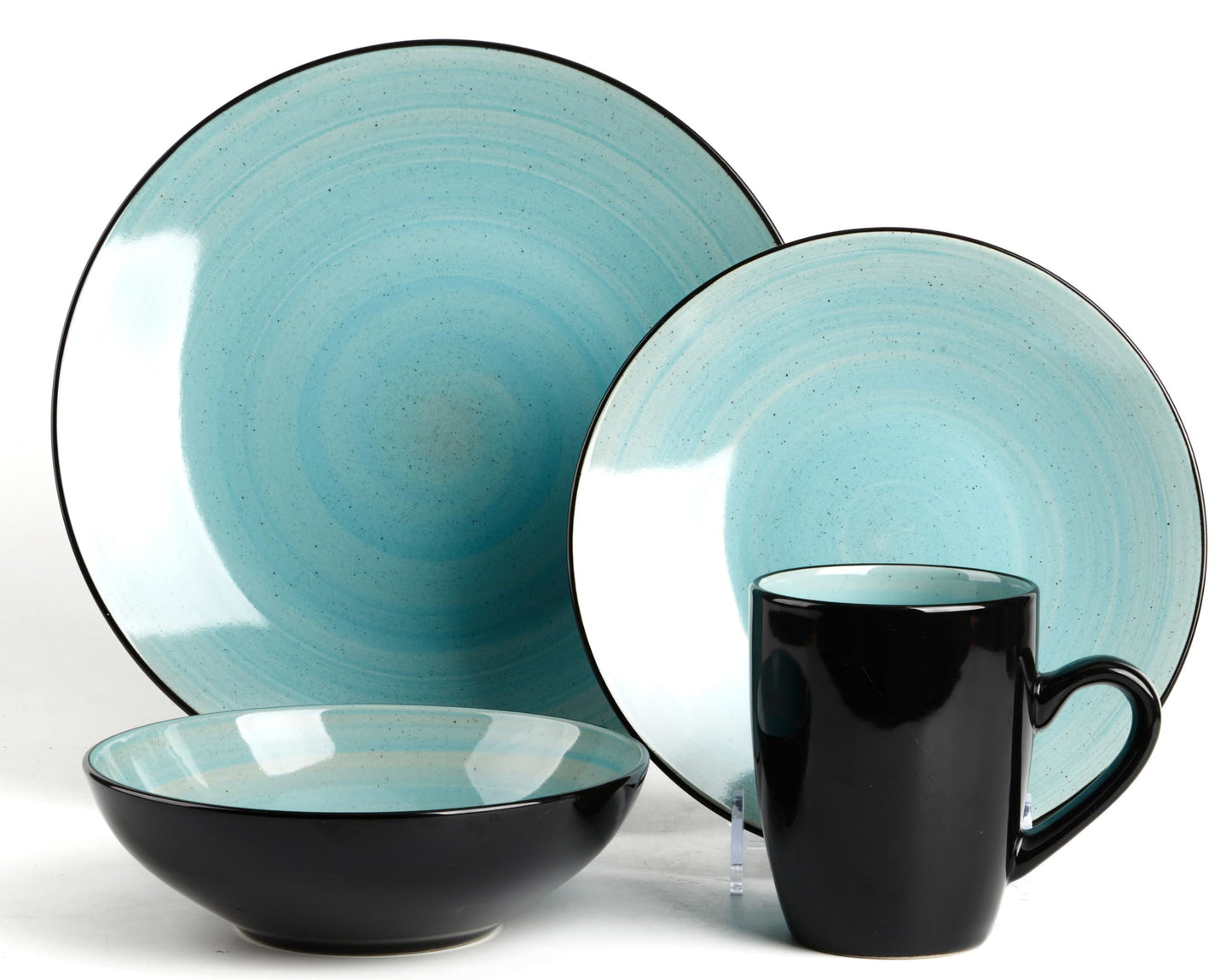 DIVCHI 16 Piece Ceramic Dinnerware Set - Light Blue - Image 4