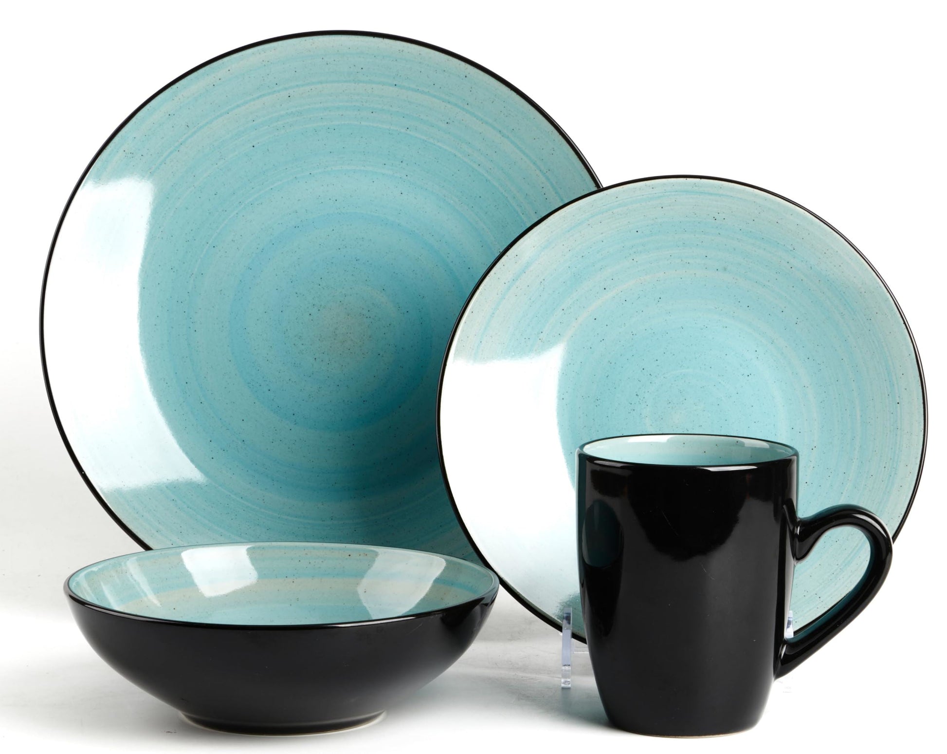 DIVCHI 16 Piece Ceramic Dinnerware Set - Light Blue - Image 4