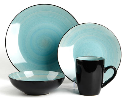DIVCHI 16 Piece Ceramic Dinnerware Set - Light Blue - Image 4