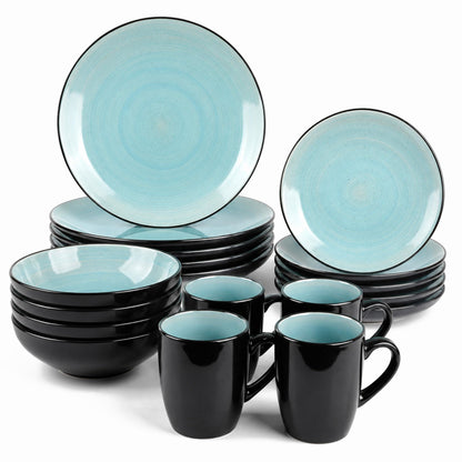 DIVCHI 16 Piece Ceramic Dinnerware Set - Light Blue