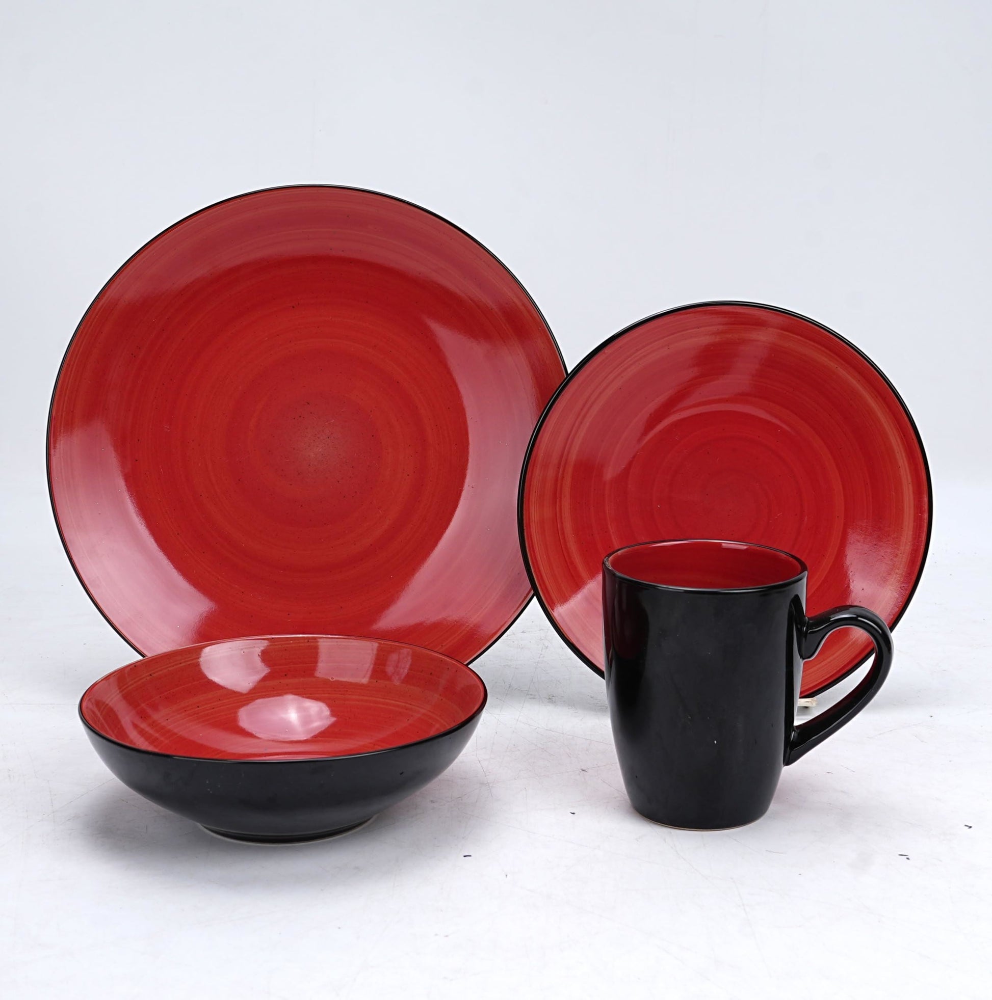 DIVCHI 16 Piece Ceramic Dinnerware Set - Light Red - Image 6