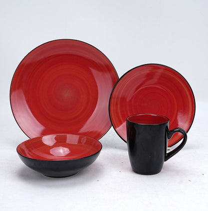 DIVCHI 16 Piece Ceramic Dinnerware Set - Light Red - Image 6