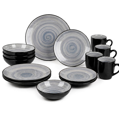 DIVCHI 16 Piece Ceramic Dinnerware Set - Light Grey - Image 2