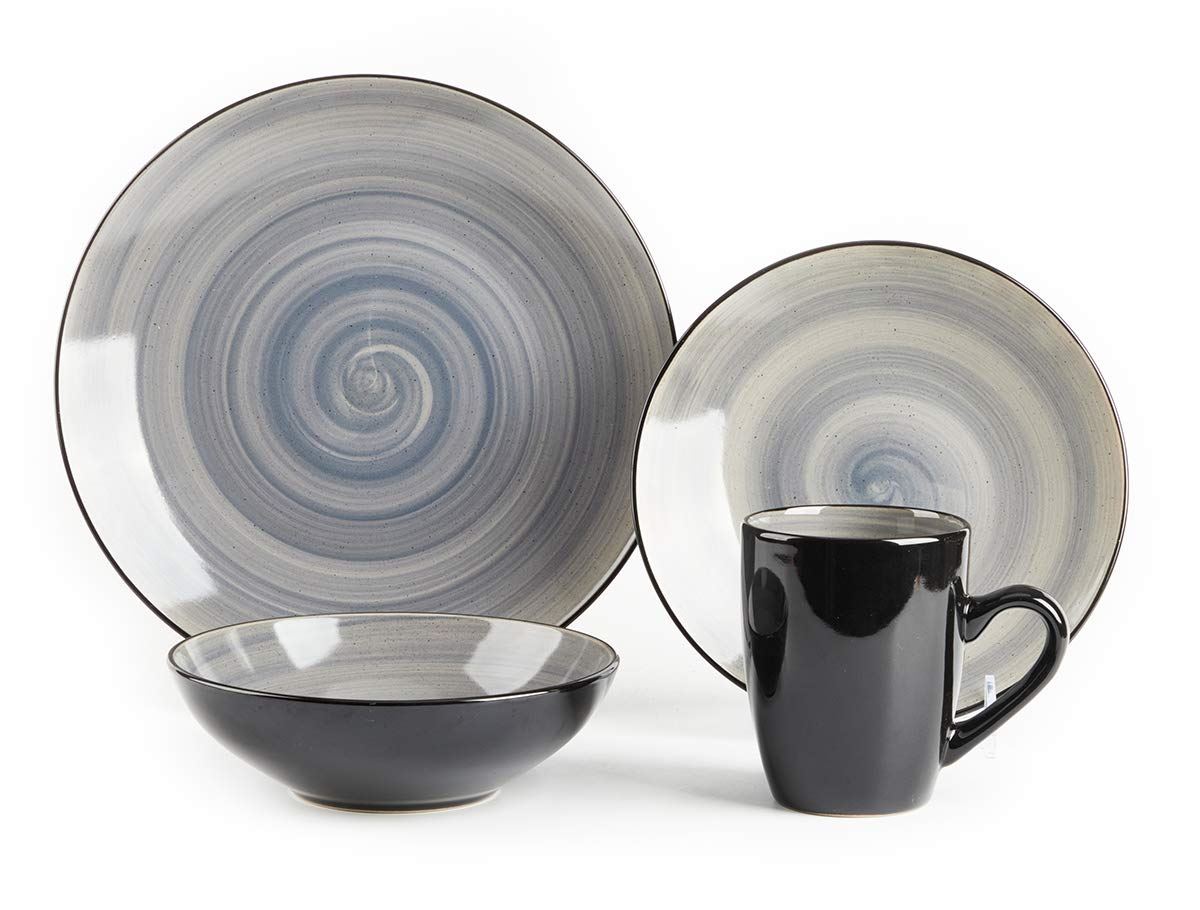 DIVCHI 16 Piece Ceramic Dinnerware Set - Light Grey - Image 5